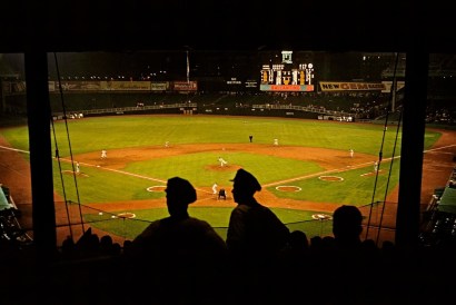 Marvin E. Newman -  Night baseball game, Yankee Stadium, Bronx, New York, 1983  | Bruce Silverstein Gallery