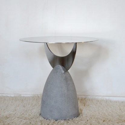 Re-edition Half Moon Table with Stainless Steel