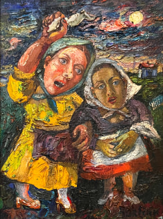 David Burliuk, Untitled (Two Peasant Women), c. 1945