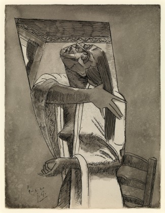 Julio Gonzalez, Femme &agrave; la longue chevelure, 1940, Pen, ink and wash on paper, 12 3/8 x 9 &frac12; in. (31.4 x 24.1 cm)