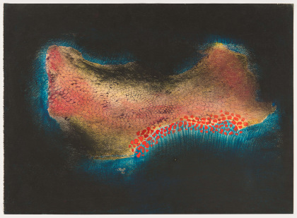 Yayoi Kusama, Island (No. 5), 1953, Gouache on paper, 9 &frac34; x 13 &frac12; in. (24.8 x 34.3 cm)