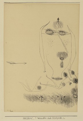 Paul Klee (1879-1940), !Weh &uuml;ber euch Wischgeister! (Alas Over You Rag-Spirits!), 1925, Pen and ink on paper, 8 5/8 x 6 1/8 in. (21.9 x 15.6 cm), Signed lower left: Klee, Inscribed upper center: 1925 1112, Inscribed on bottom edge of mat: 1925 &quot;U.eins&quot;! Weh &uuml;ber euch Wischgeister!