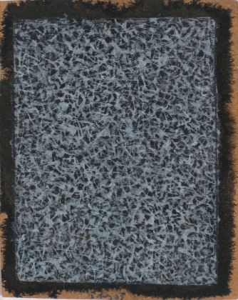 Mark Tobey, Untitled (A Little Piece of Magic or Nothing), 1959, Tempera on prepared paper, 3 &frac14; x 2 &frac12; in. (8.3 x 6.4 cm,) Signed and dated lower center: Tobey 59, Inscribed on verso by the artist: Happy Birthday 1959 A little piece of magic or nothing