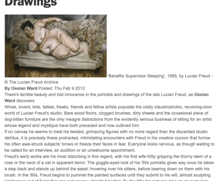 Photograph of "Review of Lucian Freud Portraits and Drawings"