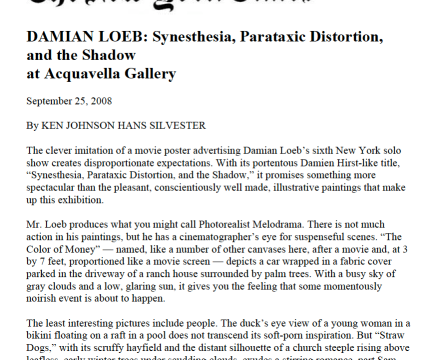 Photograph of "DAMIAN LOEB: Synesthesia, Parataxic Distortion, and the Shadow at Acquavella Gallery"