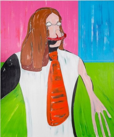 Nicola Tyson Self-Portrait: Red Tie, 2016 acrylic on canvas 72 x 60&quot; (NTY19.002)