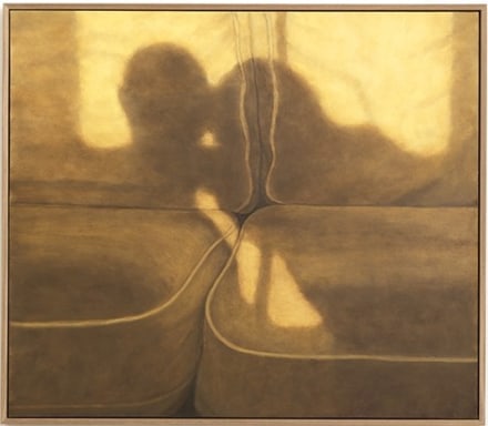 Jess Allen In Between Days, 2024 Oil on linen 41 1/8 x 47 1/8 x 1 7/8 in 104.6 x 119.8 x 4.7 cm (JAL24.013)