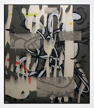 Jan-Ole Schiemann, Komposition (Tag), 2015. Ink and acrylic on canvas, 55.1 x 47.2 in, 140 x 120 cm (JS15.063)