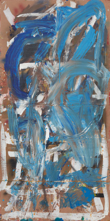 Spencer Lewis, Woman, 2014-2015. Mixed media on cardboard, mounted on canvas 96 x 48 inches (SL15.001)