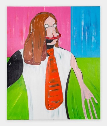 Nicola Tyson Self-Portrait: Red Tie, 2016 acrylic on canvas 72 x 60&quot; (NTY19.002)