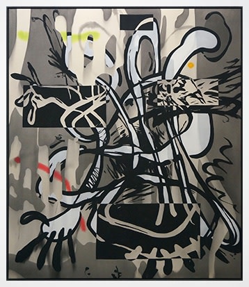 Jan-Ole Schiemann, Kompostion (Nacht), 2015. Ink and acrylic on canvas, 55.1 x 47.2 in, 140 x 120 cm (JS15.064)