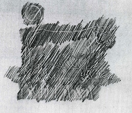 A graphite on paper rubbing of a steer. Below the steer is the word Indiana.
