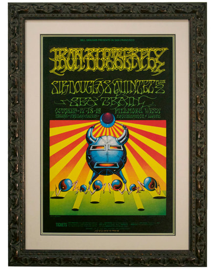 BG-141 Iron Butterfly poster 1968 with Sir Douglas Quintet by Rick Griffin and Victor Moscoso
