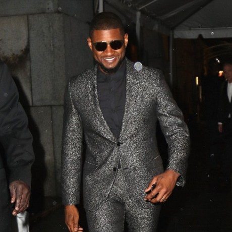 &quot;Usher looks dapper in grey shiny suit to accept Gordon Parks Award at Cipriani Wall Street in NYC&quot;