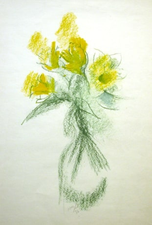 Daffodils,&nbsp;1990, pastel on paper, 21 x 14 inches