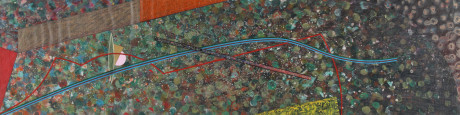 Rebound, 1979, acrylic, mica and graphite on paper, 5 3/4&nbsp; x 23 inches