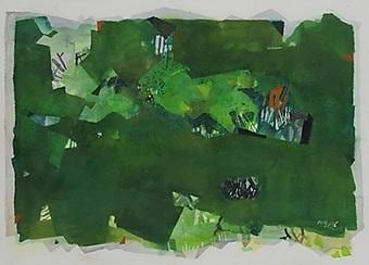 Abstract landscape in lush green tones