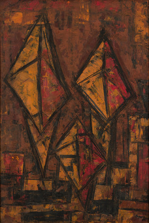 Rasheed Araeen, Milap,&nbsp;1962,&nbsp;Oil on board, 36 x 24 in