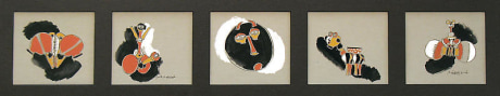 Laxma Goud,&nbsp;Ceramic Series 5,&nbsp;1983,&nbsp;Ink and gouache on paper, 6 x 25 in, &nbsp;