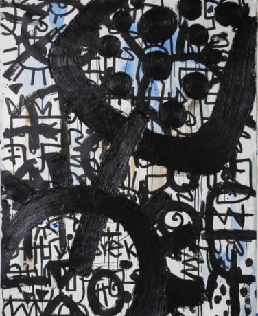 Victor Ekpuk, Composition in Black 2,&nbsp;2019,&nbsp;Acrylic on canvas,&nbsp;66 x 48&nbsp;in
