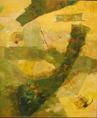 Ram Kumar Untitled Abstract (Green/Yellow)