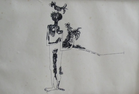 UNTITLED ( FIGURE WITH BIRD ON HEAD AND HAND )