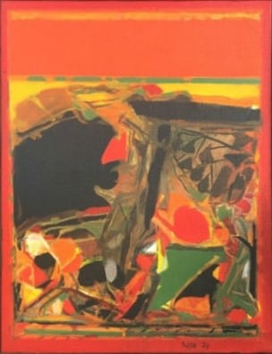 S. H. Raza,&nbsp;Gorbio,&nbsp;1976,&nbsp;Acrylic on canvas,&nbsp;16 x 13 in