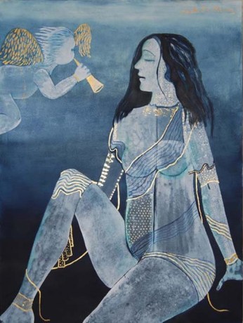 Anjolie Ela Menon,&nbsp;Annunciation,&nbsp;2007,&nbsp;Oil on canvas, 48 x 36 in