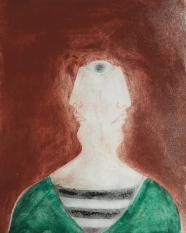 Ahmed Morsi, Untitled (Figure with One Eye),&nbsp;1999, Etchings on zinc plate and aquatint, 19.5 x 16 in