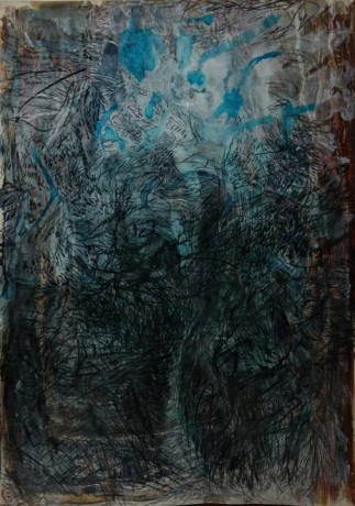 Jayashree Chakravarty,&nbsp;Spring tides,&nbsp;2020,&nbsp;Watercolour, graphite, charcoal, ink, acrylic on paper, 39.25 x 27.75 in