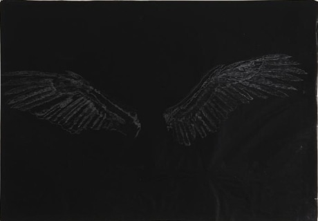 Saad Qureshi,&nbsp;Untitled (Persistence Of&nbsp;Memory&nbsp;3),&nbsp;2013,&nbsp;Carving on carbon paper, 15 x 18.5 in