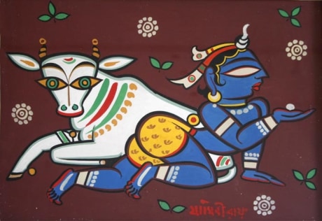 Jamini Roy Krishna With Cow 2