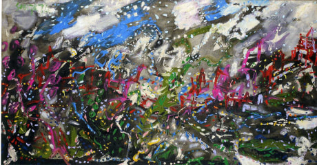 Abstract landscape painting of the NYC skyline