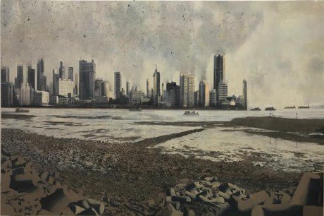 Nataraj Sharma, Haji Ali, 2019, Oil on canvas, 72 x 108 in