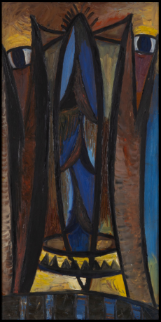 Sadanand Bakre, Untitled, 1970&#039;s,&nbsp;Oil on board, 36 x 18 in (91.4 x 45.7 cm), BAKSA002
