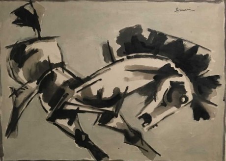 M. F. Husain,&nbsp; Untitled (Horse), 1960, Oil on canvas, 28 x 39 in