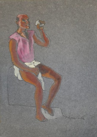 Laxma Goud,&nbsp;Drinking Man,&nbsp;Watercolor and ink on paper,&nbsp;14 x 10 in