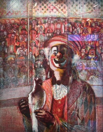 Krishna Reddy Clown with Pigeon