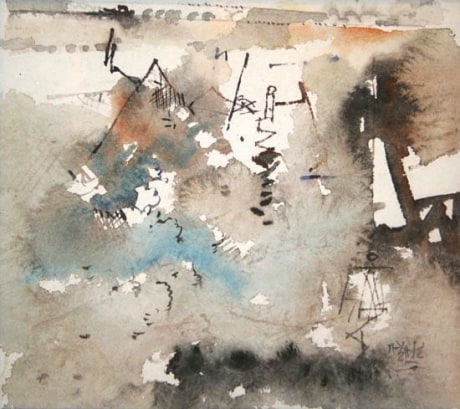 Ganesh Haloi, Exploration in White IV, n/d,&nbsp;Watercolor on paper,&nbsp;10 &frac14; x 12 &frac14; in (26 x 31.1 cm), HALGA000-031