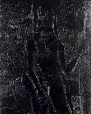F. N. Souza,&nbsp;Untitled (Black Nude), 1965, Oil on canvas, 50 x 40 in