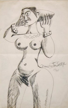 F.N. Souza UNTITLED (STANDING NUDE WITH BRACELETS 1)