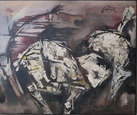 M.F. Husain Untitled (Two Horses)