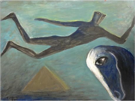 Ahmed Morsi, The Flying Poet Series, 2001, Acrylic on paper, 22.5 x 30 in&nbsp;