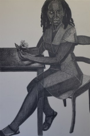 Mequitta Ahuja,&nbsp;Border (Value Scale Drawing), 2018, Oil-based charcoal on paper, 36 x 24 in