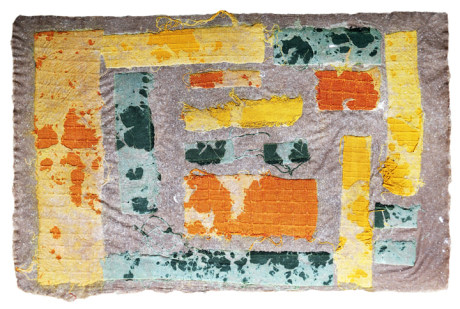 Priya Ravish Mehra, Untitled 6,&nbsp;2016, Cotton fabric fragment with Daphne pulp, ​18 x 24.5 in