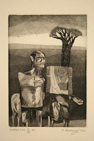 Laxma Goud UNTITLED (MAN WITH GOAT NEAR TREE)