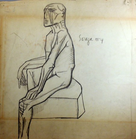 F.N. Souza, Untitled (Seated Nude)