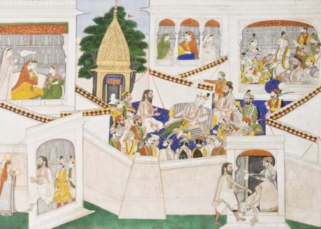 An Illustration to the Ramayana:The Sage Vishvamitra Requests Aid from King Dasaratha