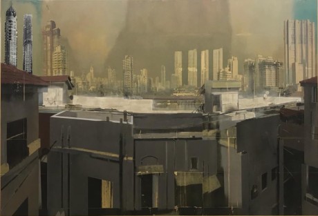 Nataraj Sharma, View from Room 653, Byculla,&nbsp;2019, Oil on canvas, 72 x 108 in