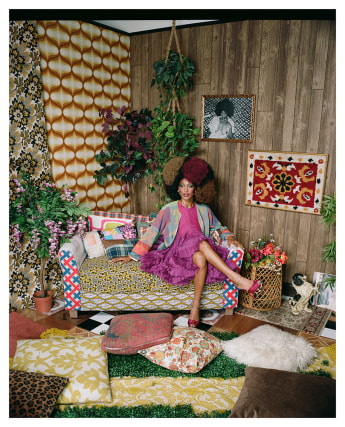 Mickalene Thomas,&nbsp;Portrait of Lyfe,&nbsp;2020. Archival pigment print, 60 x 48 inches.